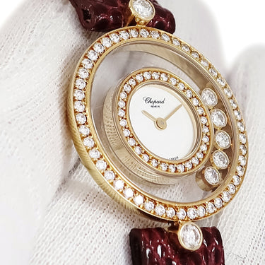 腕時計 ショパール CHOPARD ハッピーダイヤモンド 20/3957 クオーツ レディース K18YG無垢 純正ダイヤ ムービングダイヤモンド