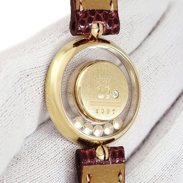 腕時計 ショパール CHOPARD ハッピーダイヤモンド 20/3957 クオーツ レディース K18YG無垢 純正ダイヤ ムービングダイヤモンド