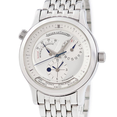 腕時計 ジャガールクルト JAEGER LECOULTRE マスター ジオグラフィーク 142.880.922 142.8.92 自動巻き メンズ リザーブドマルシェ GMT デイト