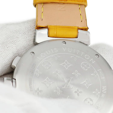 腕時計 ルイヴィトン LOUIS VUITTON タンブール クロノグラフ Q1120 自動巻き メンズ グレー スモールセコンド デイト