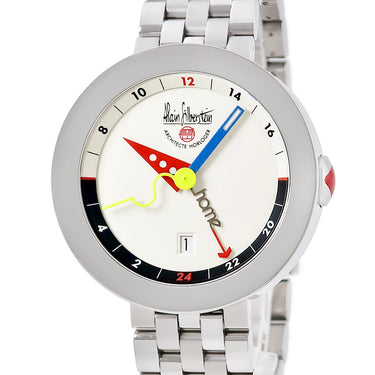 腕時計 アランシルベスタイン ALAIN SILBERSTEIN ロンド GMT OG11 自動巻き メンズ ホワイト デイト シースルーバック 限定