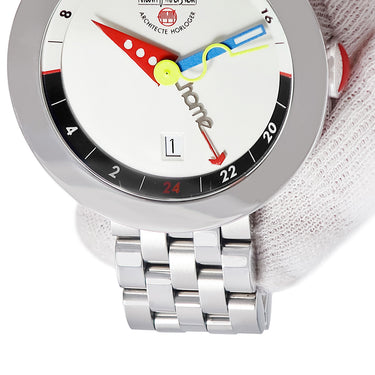 腕時計 アランシルベスタイン ALAIN SILBERSTEIN ロンド GMT OG11 自動巻き メンズ ホワイト デイト シースルーバック 限定