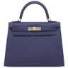 エルメス HERMES ケリー28 外縫い ブルーサフィール ヴォーエプソン 2WAYバッグ シルバー金具 紺