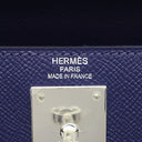 エルメス HERMES ケリー28 外縫い ブルーサフィール ヴォーエプソン 2WAYバッグ シルバー金具 紺