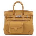 エルメス HERMES バーキン25 カーゴ デゼール×セサミ ヴォースイフト トワルゴエラン ハンドバッグ シルバー金具 茶