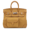 エルメス HERMES バーキン25 カーゴ デゼール×セサミ ヴォースイフト トワルゴエラン ハンドバッグ シルバー金具 茶