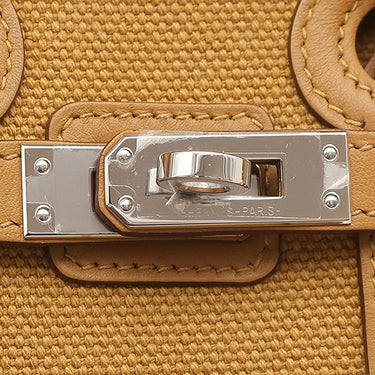 エルメス HERMES バーキン25 カーゴ デゼール×セサミ ヴォースイフト トワルゴエラン ハンドバッグ シルバー金具 茶