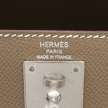 エルメス HERMES ケリー28 外縫い エトゥープ ヴォーエプソン 2WAYバッグ シルバー金具 ハンドバッグ ショルダー