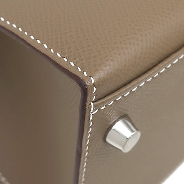 エルメス HERMES ケリー28 外縫い エトゥープ ヴォーエプソン 2WAYバッグ シルバー金具 ハンドバッグ ショルダー