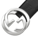 グッチ GUCCI インターロッキングG #110 114984 ブラック レザー グッチシマレザー ベルト シルバー金具 バックル付き 黒 シルバー グッチシマ