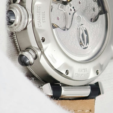 腕時計 カルティエ Cartier パシャ 38mm クロノグラフ 2004年冬季限定モデル W3107355 自動巻き メンズ グレー デイト ギョウシェ