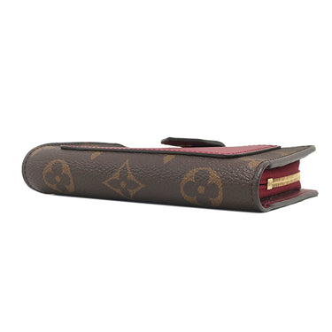 ルイヴィトン LOUIS VUITTON ポルト フォイユ ジュリエット M69433 フューシャ モノグラムキャンバス レザー 二つ折り財布 ゴールド金具 茶 ボルドー