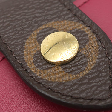 ルイヴィトン LOUIS VUITTON ポルト フォイユ ジュリエット M69433 フューシャ モノグラムキャンバス レザー 二つ折り財布 ゴールド金具 茶 ボルドー