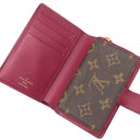ルイヴィトン LOUIS VUITTON ポルト フォイユ ジュリエット M69433 フューシャ モノグラムキャンバス レザー 二つ折り財布 ゴールド金具 茶 ボルドー