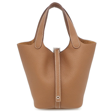 エルメス HERMES ピコタンロック PM ゴールド トリヨンクレマンス ハンドバッグ シルバー金具 新品 未使用 2025年製 茶