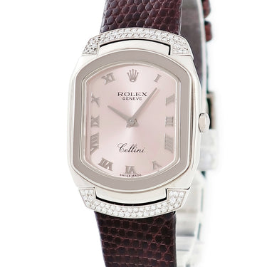 腕時計 ロレックス ROLEX チェリーニ 6692 A番 クオーツ レディース A番 K18WG無垢 純正ダイヤ ピンク ローマン