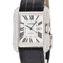 腕時計 カルティエ Cartier タンク アングレーズ LM WT100018 自動巻き メンズ K18WG無垢 純正ダイヤ デイト 青針 ローマン