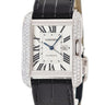 腕時計 カルティエ Cartier タンク アングレーズ LM WT100018 自動巻き メンズ K18WG無垢 純正ダイヤ デイト 青針 ローマン
