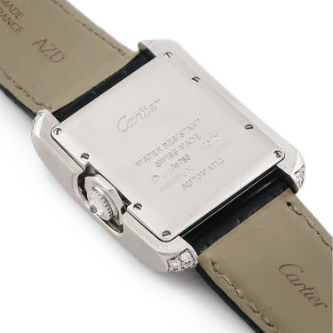 腕時計 カルティエ Cartier タンク アングレーズ LM WT100018 自動巻き メンズ K18WG無垢 純正ダイヤ デイト 青針 ローマン