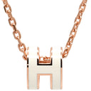 エルメス HERMES ポップアッシュ ミニ ペンダント ホワイトXローズゴールド GP ラッカー ネックレス ピンクゴールド金具 白 Hモチーフ 新品 未使用