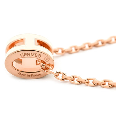 エルメス HERMES ポップアッシュ ミニ ペンダント ホワイトXローズゴールド GP ラッカー ネックレス ピンクゴールド金具 白 Hモチーフ 新品 未使用
