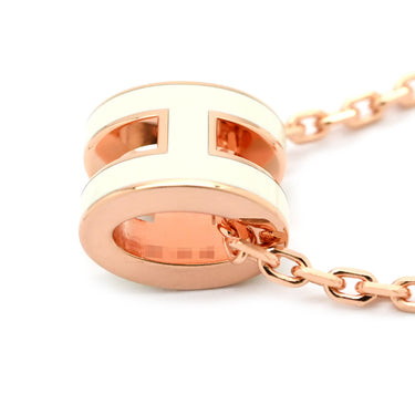 エルメス HERMES ポップアッシュ ミニ ペンダント ホワイトXローズゴールド GP ラッカー ネックレス ピンクゴールド金具 白 Hモチーフ 新品 未使用