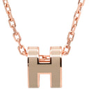 エルメス HERMES ポップアッシュ ミニ ペンダント マロングラッセ×ローズゴールド GP ラッカー ネックレス ピンクゴールド金具 Hモチーフ 新品 未使用