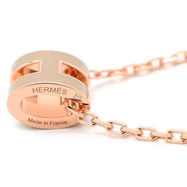 エルメス HERMES ポップアッシュ ミニ ペンダント マロングラッセ×ローズゴールド GP ラッカー ネックレス ピンクゴールド金具 Hモチーフ 新品 未使用