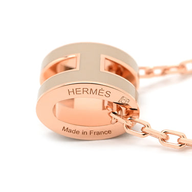 エルメス HERMES ポップアッシュ ミニ ペンダント マロングラッセ×ローズゴールド GP ラッカー ネックレス ピンクゴールド金具 Hモチーフ 新品 未使用