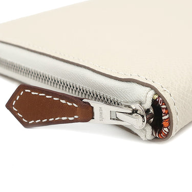 エルメス HERMES アザップロング シルクイン クレ ヴォーエプソン 長財布 シルバー金具 新品 未使用 2025年製 オフホワイト
