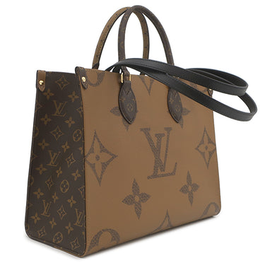 ルイヴィトン LOUIS VUITTON オンザゴー MM M45321 モノグラム モノグラムキャンバス モノグラムリバースキャンバス トートバッグ ゴールド金具 茶 ハンドバッグ 新品 未使用