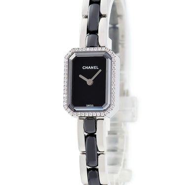 腕時計 シャネル CHANEL プルミエール セラミック H2163 クオーツ レディース 純正ダイヤ ブラック 黒 角型