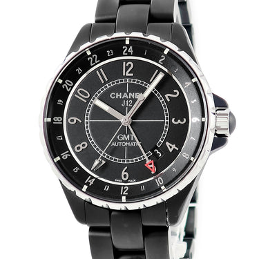 腕時計 シャネル CHANEL J12 GMT 41mm H3101 自動巻き メンズ マットブラックセラミック 黒 アラビア デイト