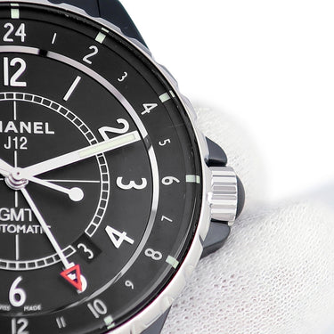 腕時計 シャネル CHANEL J12 GMT 41mm H3101 自動巻き メンズ マットブラックセラミック 黒 アラビア デイト