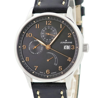 腕時計 ユンハンス JUNGHANS アタッシェ アジェンダ 027/4563 自動巻き メンズ ブラック デイデイト パワーリザーブインジケーター