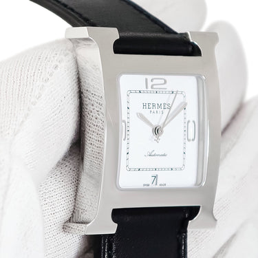 腕時計 エルメス HERMES Hウォッチ MM HH3.510 自動巻き メンズ 新品同様 H型 四角 スクエア デイト アラビア 3針