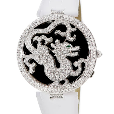 腕時計 カルティエ Cartier ル シルク アニマリエ ドラゴン WS000307 自動巻き メンズ OH済 K18WG 純正ダイヤ ハンターケース 限定