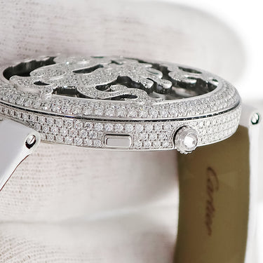 腕時計 カルティエ Cartier ル シルク アニマリエ ドラゴン WS000307 自動巻き メンズ OH済 K18WG 純正ダイヤ ハンターケース 限定