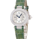 腕時計 カルティエ Cartier ミス パシャ 27mm WJ124027 クオーツ レディース K18WG無垢 純正ダイヤ シルバー 青針