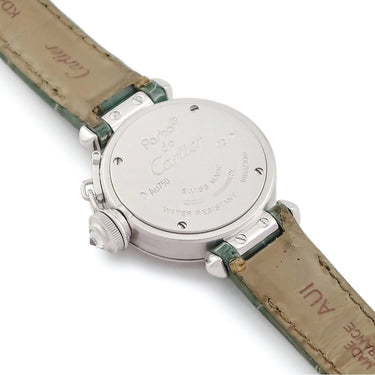 腕時計 カルティエ Cartier ミス パシャ 27mm WJ124027 クオーツ レディース K18WG無垢 純正ダイヤ シルバー 青針