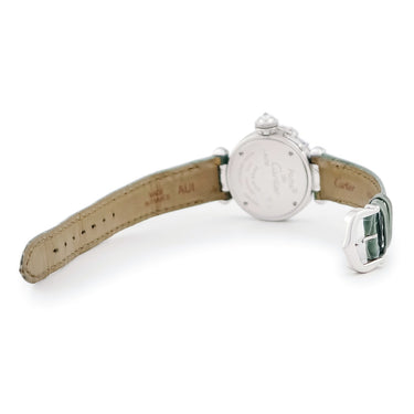腕時計 カルティエ Cartier ミス パシャ 27mm WJ124027 クオーツ レディース K18WG無垢 純正ダイヤ シルバー 青針