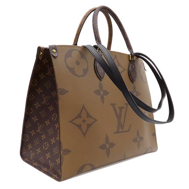 ルイヴィトン LOUIS VUITTON オンザゴー GM M45320 モノグラム モノグラムキャンバス モノグラムリバースキャンバス トートバッグ ゴールド金具 肩掛け 茶