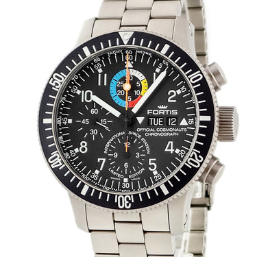 腕時計 フォルティス Fortis オフィシャル コスモノート クロノグラフ 638.27.141 自動巻き メンズ OH済 デイデイト ブラック 限定