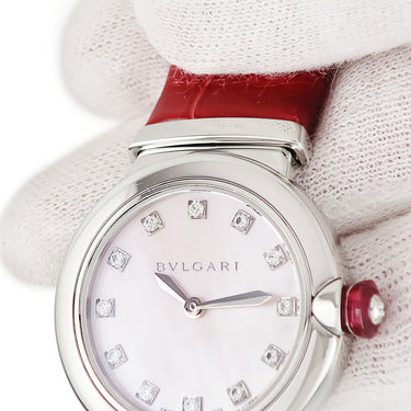 腕時計 ブルガリ BVLGARI ルチェア LU28S 102608 クオーツ レディース 純正ダイヤ ピンク シェル マザーオブパール