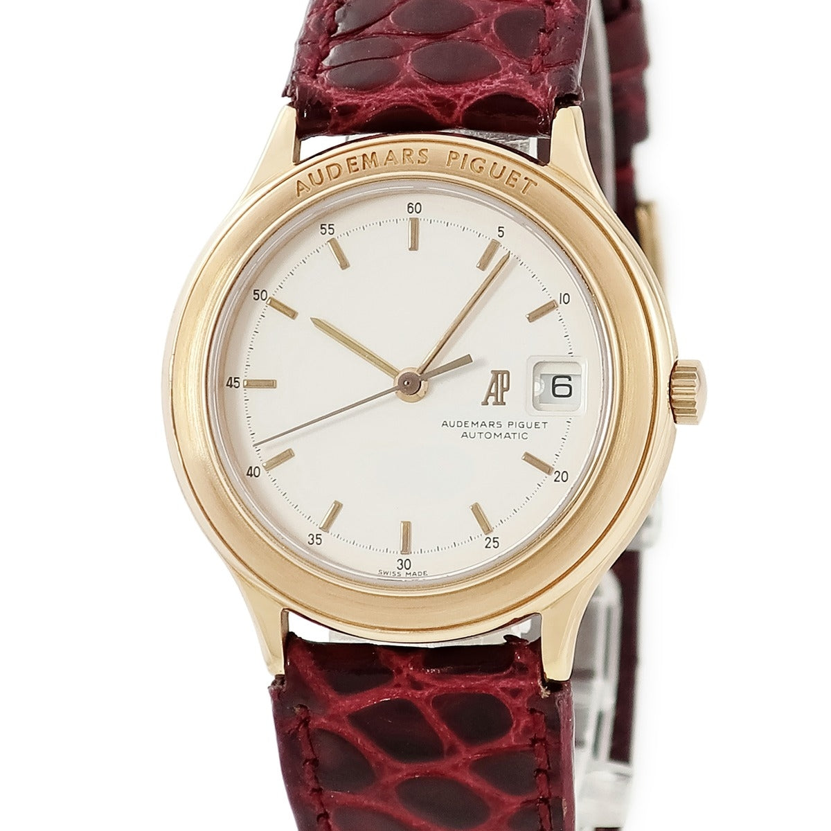AUDEMARS PIGUET(オーデマ・ピゲ) 腕時計 - 14697BA.OO.0002 ボーイズ K18YG/革ベルト/ティアドロップラグ 白 オーデマピゲ Ref.BA4697/002 18KYG ティアドロップラグ 手巻 OH済