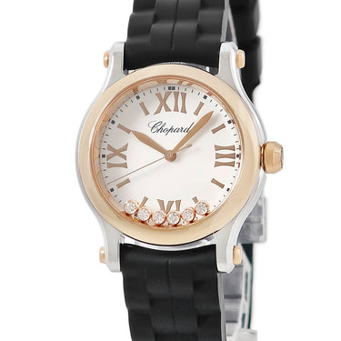 腕時計 ショパール CHOPARD ハッピースポーツ 278590-6001 クオーツ レディース K18RG×SS コンビ 純正ダイヤ ムービングダイヤ