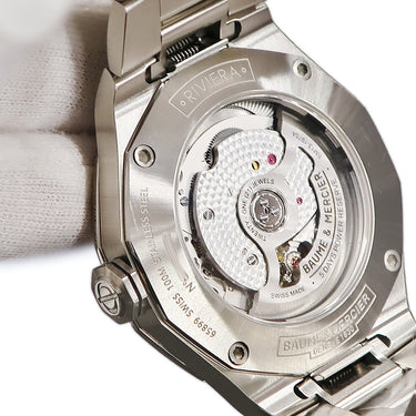 腕時計 ボーム&メルシエ BAUME&MERCIER リビエラ ボーマティック M0A10616 自動巻き メンズ 12角形 サファイアブルー デイト
