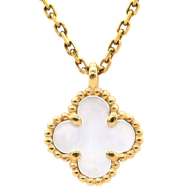 ヴァンクリーフアーペル Van Cleef & Arpels スウィート アルハンブラ ペンダント VCARF69100 パールホワイト×イエローゴールド K18YG マザーオブパール ネックレス 白 Au750 シェル