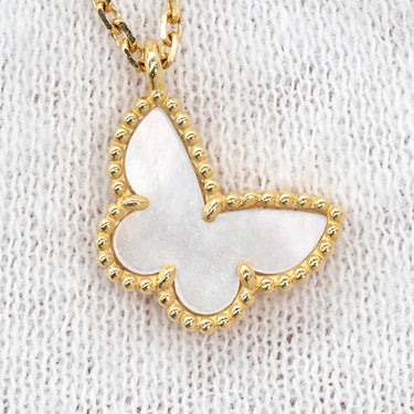 ヴァンクリーフアーペル Van Cleef & Arpels スウィート パピヨン ペンダント VCARF69300 パールホワイト×イエローゴールド K18YG マザーオブパール ネックレス 750 YG 18K シェル