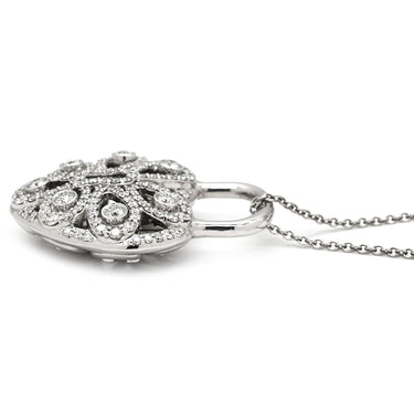 ティファニー Tiffany & Co フィリグリー ハート ダイヤペンダント ホワイトゴールド K18WG ダイヤモンド ネックレス K18 WG 南京錠 パドロック 鍵 パヴェダイヤ